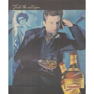 Vintage 1986 Drambuie Scotch Liqueur Print Ad Taste the Intrigue 80s Bar Decor